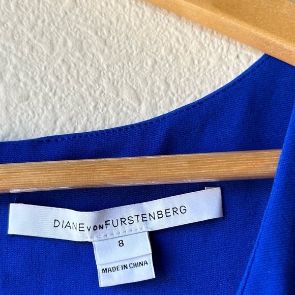 Diane Von Furstenberg Carla Sleeveless Flared-Hem Blue Drop Waist Sheath Dress 8 - Picture 12 of 16